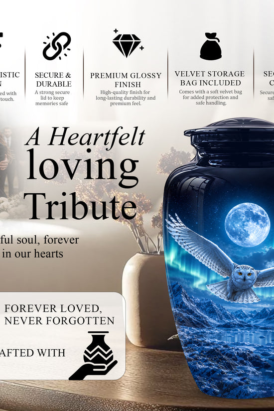 Flying Owl Memorial Urn - Night Owl Cremation Urns For Human Ashes