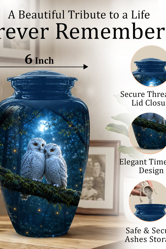Starry Night Couple Owl Funeral Urn - Owl Funeral Urns For Loved Ones