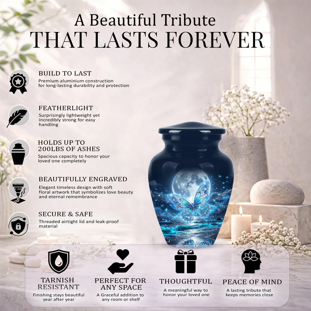 Beautiful Butterfly Burial Urn - Custom Memorial Urns For Women Ashes