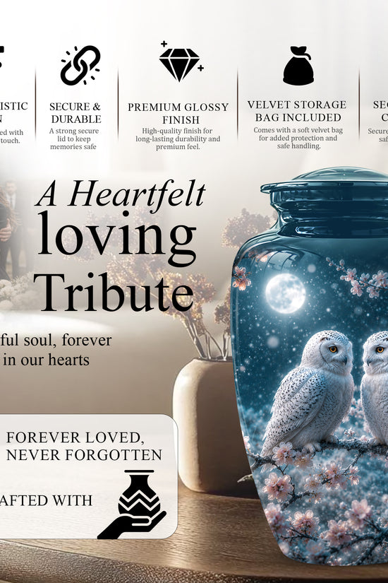 Snowy Owl Couple Memorial Urn - Majestic Couple Urns For Loved Ones