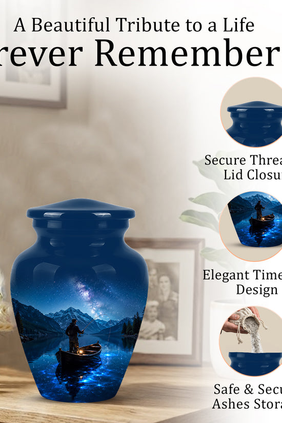 Fisherman Memorial Urn - Night Fishing Urns For Men & Women Ashes