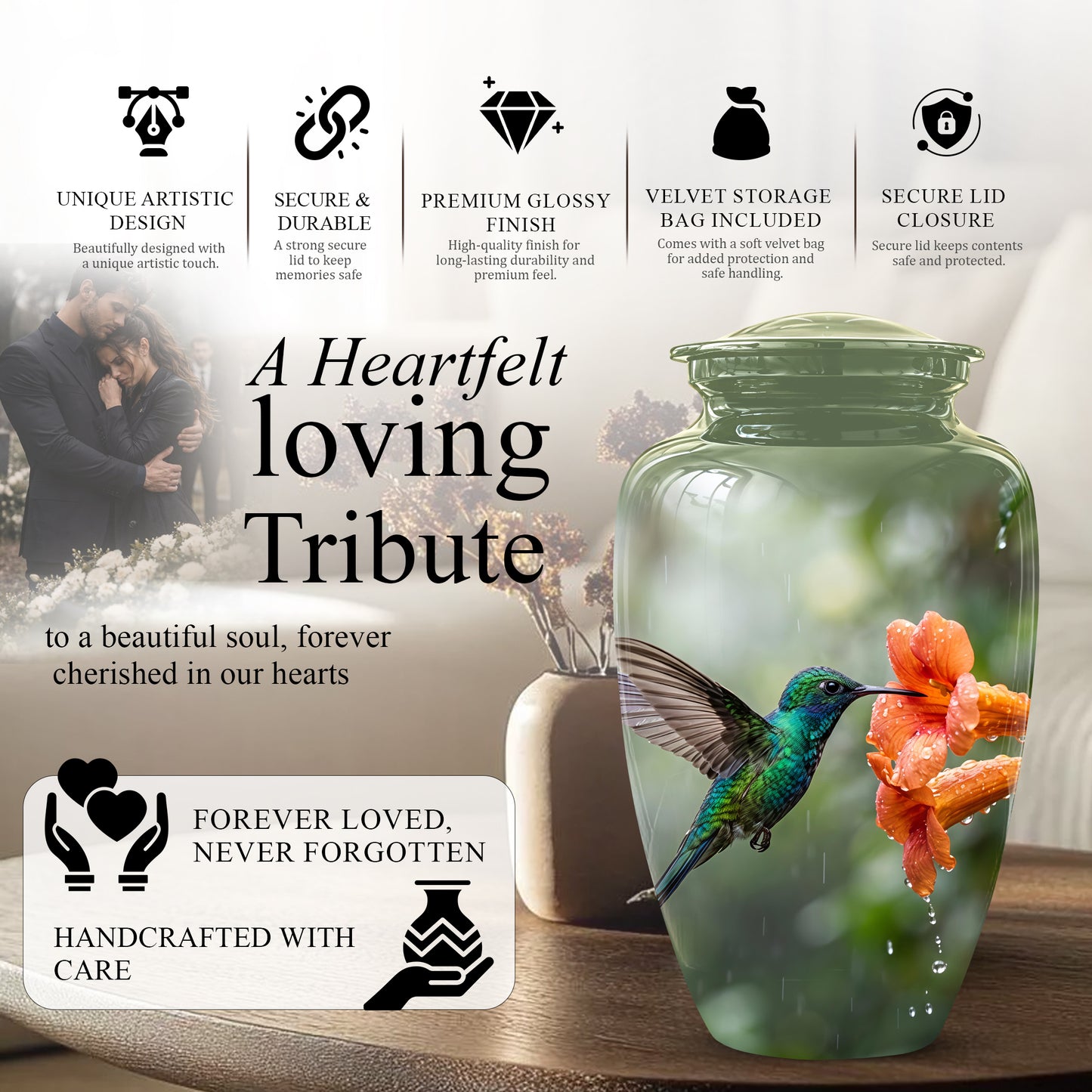Hummingbird Memorial Urn for Ashes – Nature Inspired Design On Sale