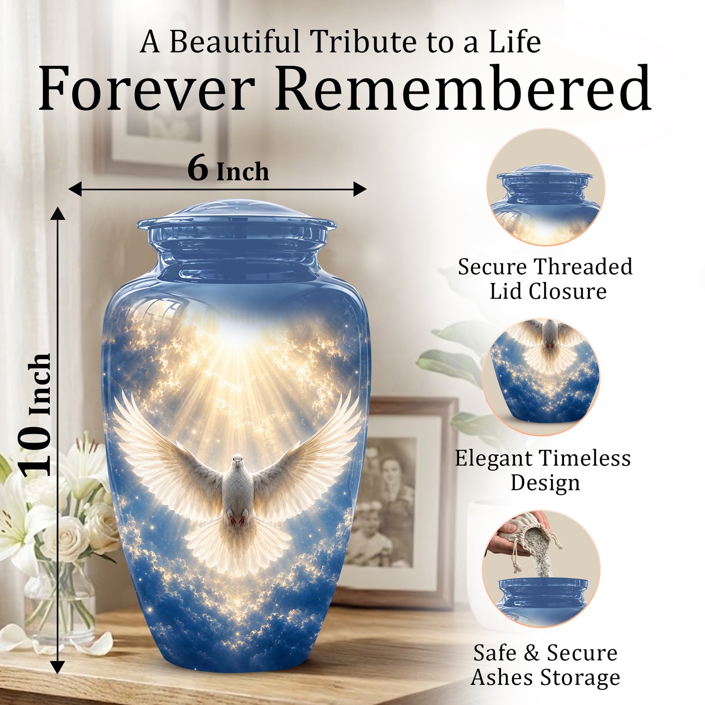White Dove Cremation Urn - Beautifully Handcrafted Urns For Ashes