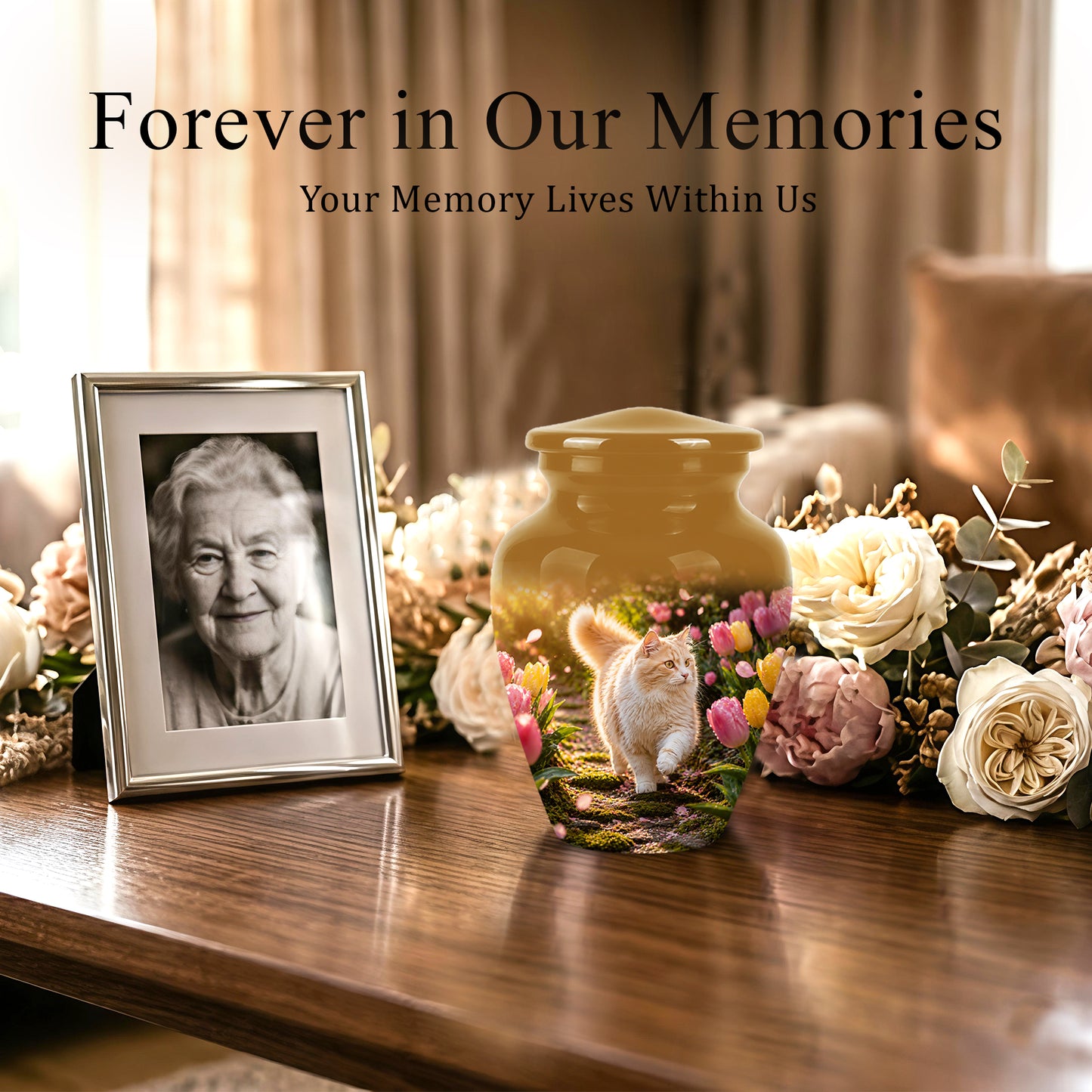 Brown Cat Cremation Urn - Custom Handcrafted Burial Urns For Pet Ashes