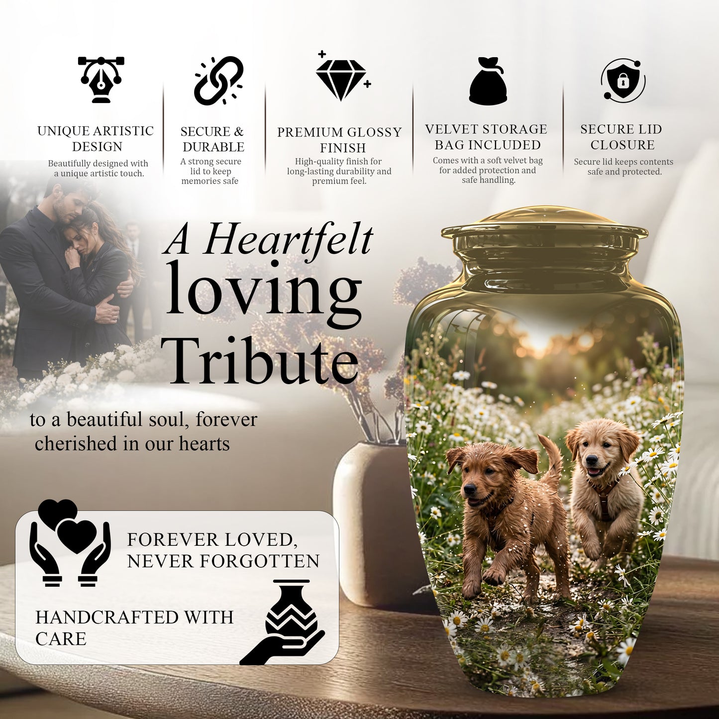 Playful Dog Puppy Urn - Personalized Memorial Urns For Pet Ashes