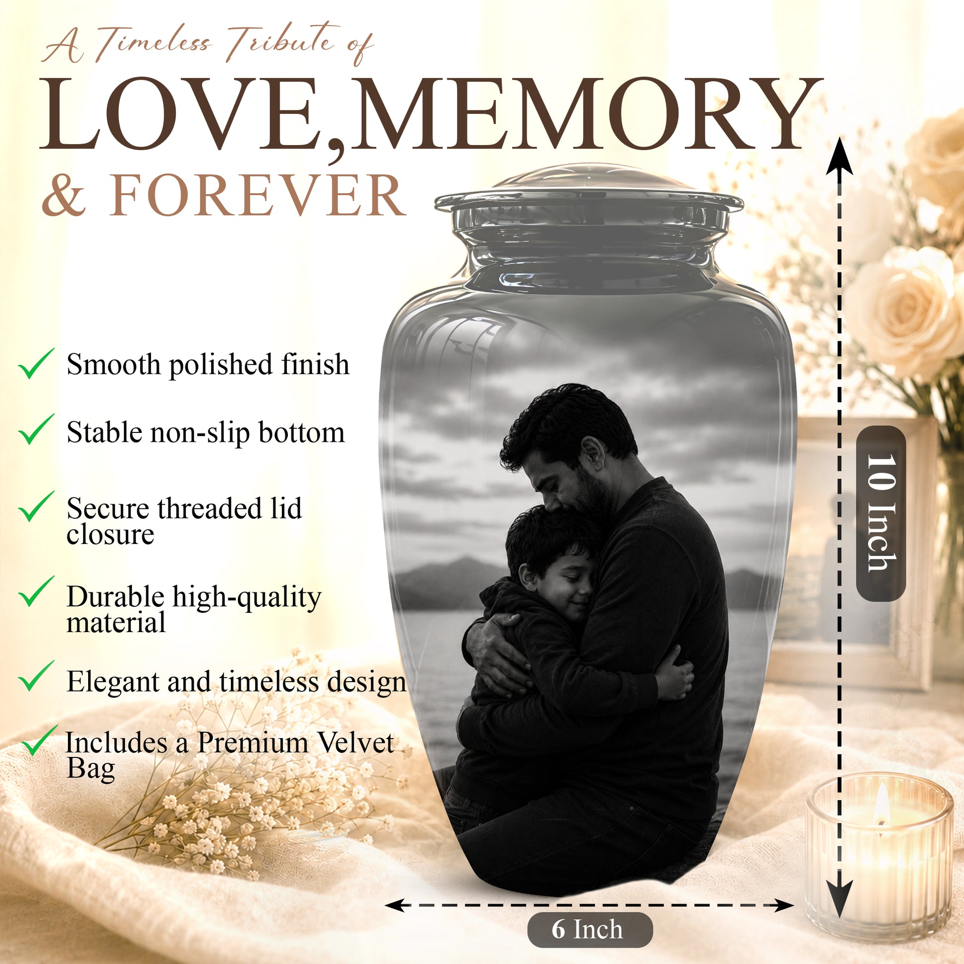 Personalized Father Cremation Urn - Memorial Tribute Urns For Fathers