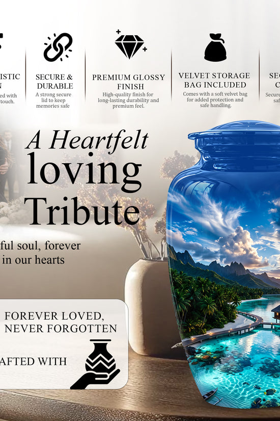 Beach Themed Cremation Urn - Personalized Burial Urns For Human Ashes