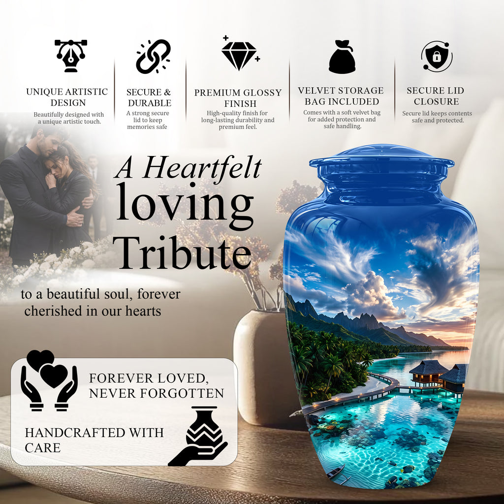 Beach Themed Cremation Urn - Personalized Burial Urns For Human Ashes