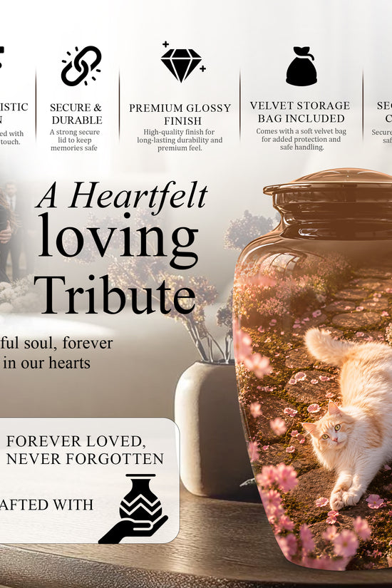 Fluffy Cat Cremation Urn - Custom Burial Memorial Urns On Sale