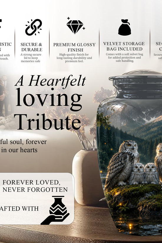 Owl Family Cremation Urn for Ashes – Beautifully Custom Memorial Urn