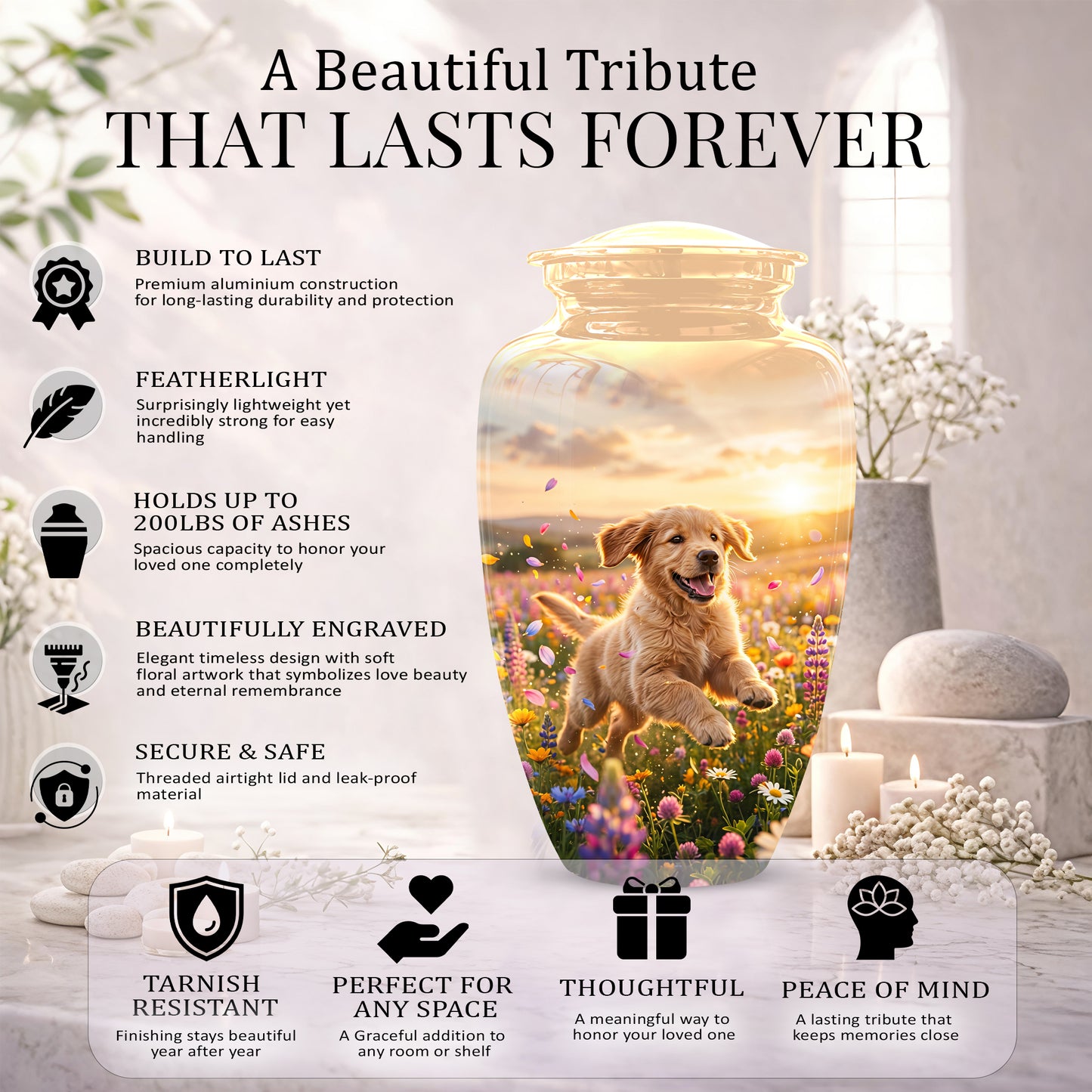 Playing Puppy Cremation Urn - Custom Memorial Urns For Pet Dog Ashes