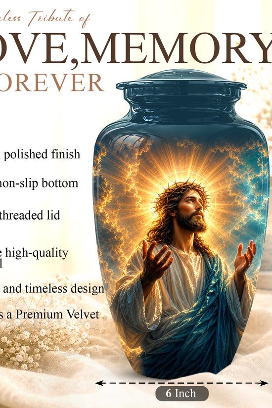 Personalized Jesus Cremation Urn - Handmade Religious Urns On Sale