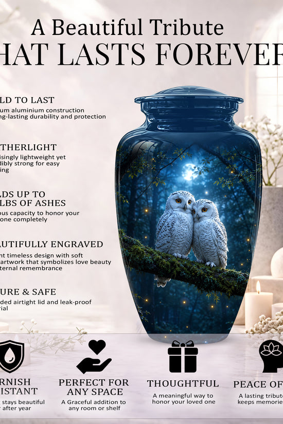 Starry Night Couple Owl Funeral Urn - Owl Funeral Urns For Loved Ones