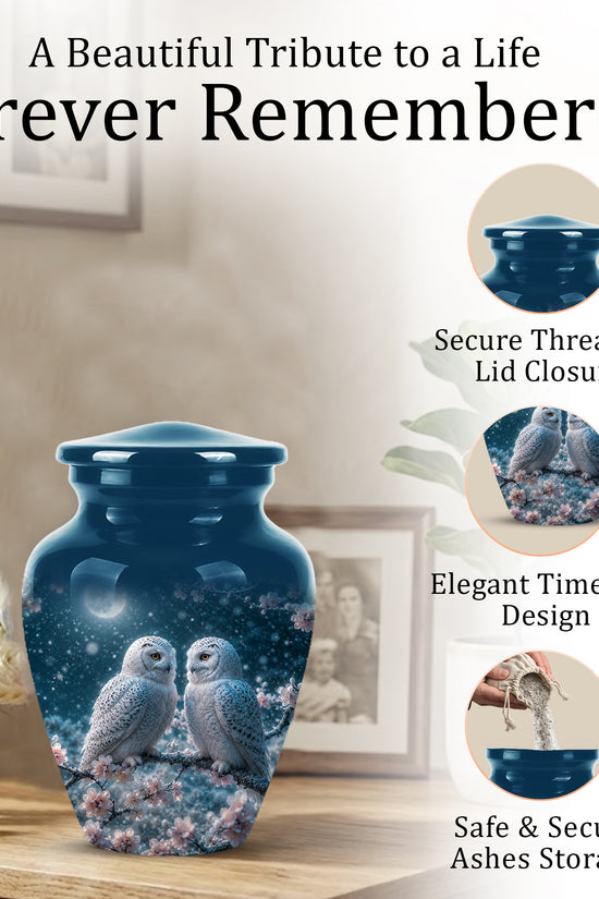 Snowy Owl Couple Memorial Urn - Majestic Couple Urns For Loved Ones