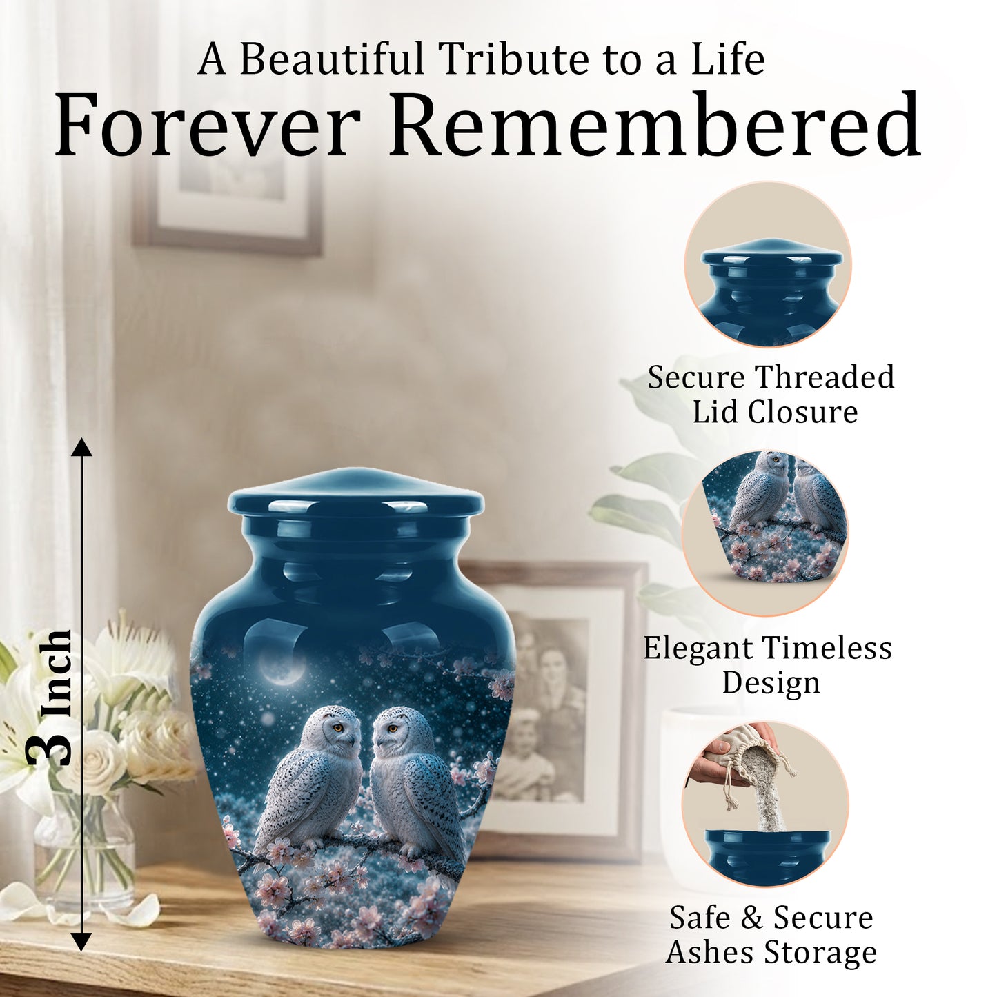 Snowy Owl Couple Memorial Urn - Majestic Couple Urns For Loved Ones