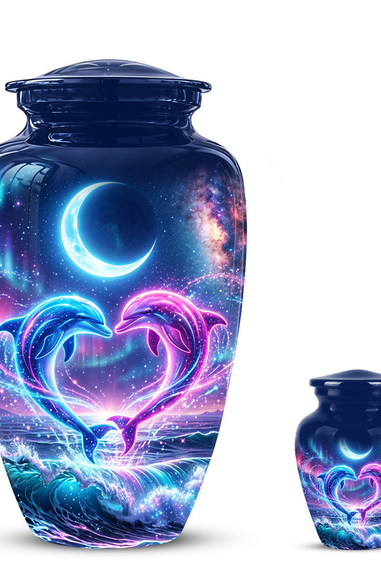Heart Dolphin Cremation Urn for Ashes – Celestial Moon Memorial Urns