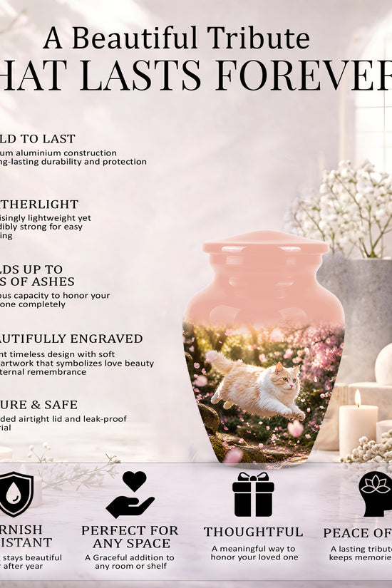 Fluffy Cat Pet Cremation Urn - Beautiful Pet Memorial Urns For Ashes