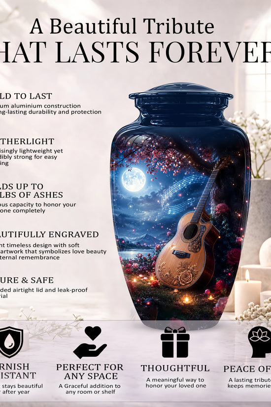 Artistic Guitar Memorial Urn - Beautifully Handcrafted Urns For Humans