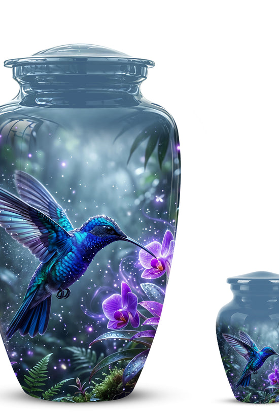 Flying Blue Hummingbird Urn - Majestic Memorial Urns For Human Ashes