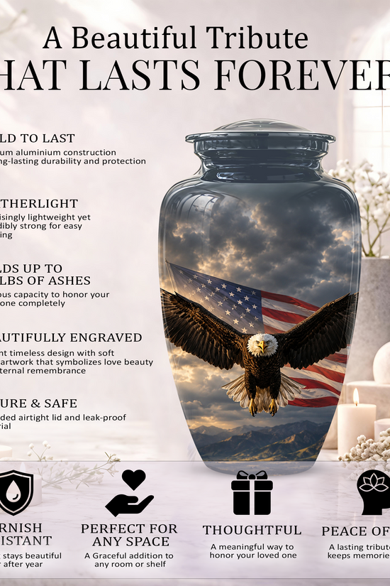 American Eagle Memorial Urn - Patriotic Burial Urns For Human Ashes