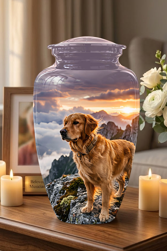 Golden Retriever Themed Urn - Handcrafted Custom Urn For Pet Dog Ashes