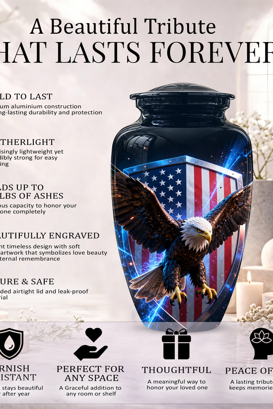 American Bald Eagle Memorial Urn - Personalized Funeral Urns For Ashes