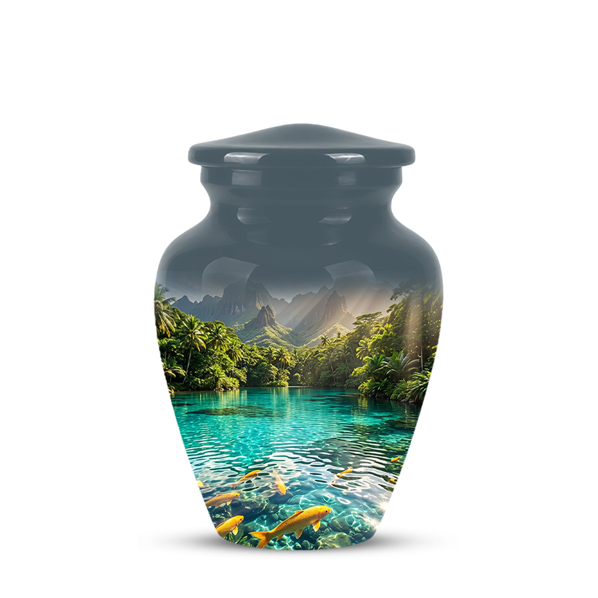 Koi Fish Themed Urn - Handcrafted Memorial Eternal Rest Urn For Ashes