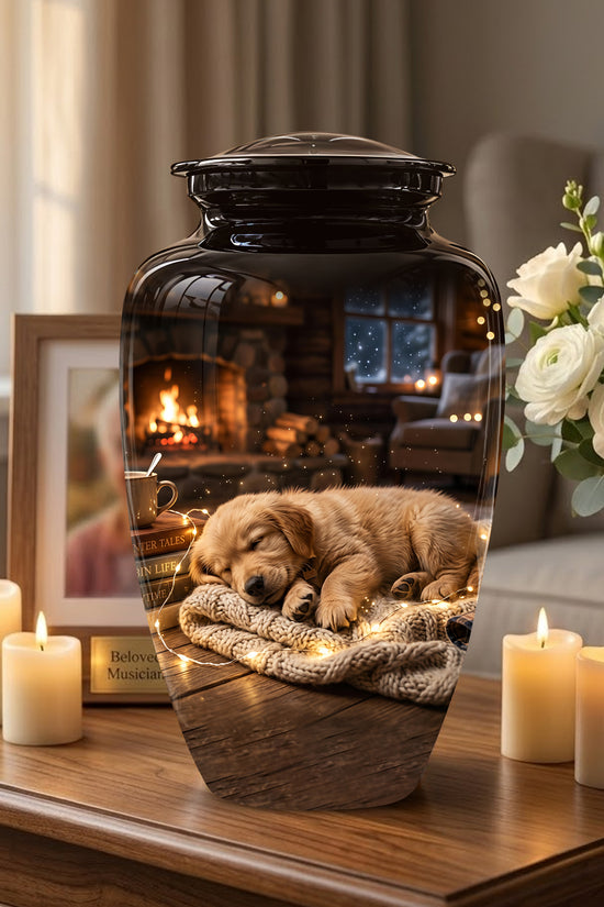 Dog Puppy Cremation Urn - Resting Eternal Memorial Urns For Pet Ashes