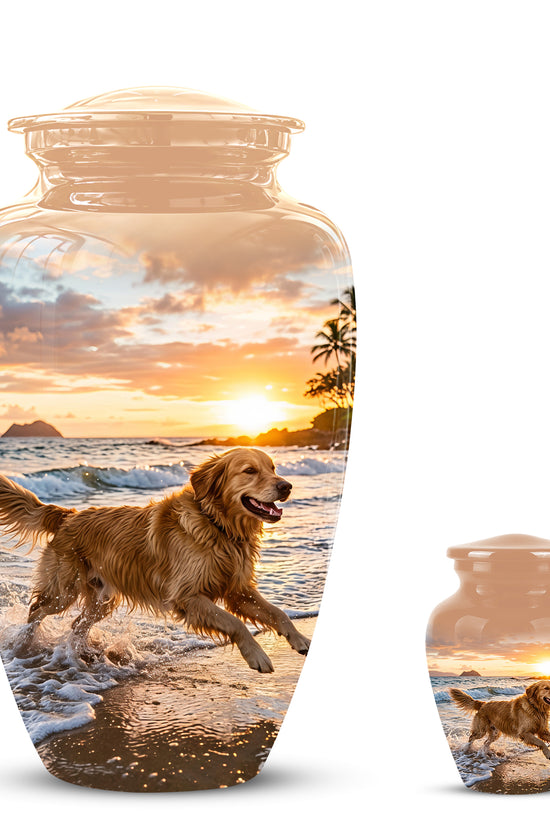 Golden Retriever Themed Urn - Personalized Memorial Urns For Pet Dog