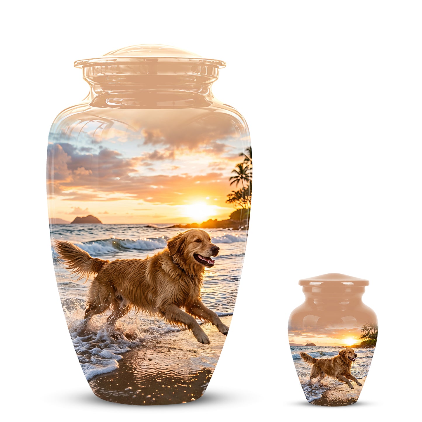 Golden Retriever Themed Urn - Personalized Memorial Urns For Pet Dog