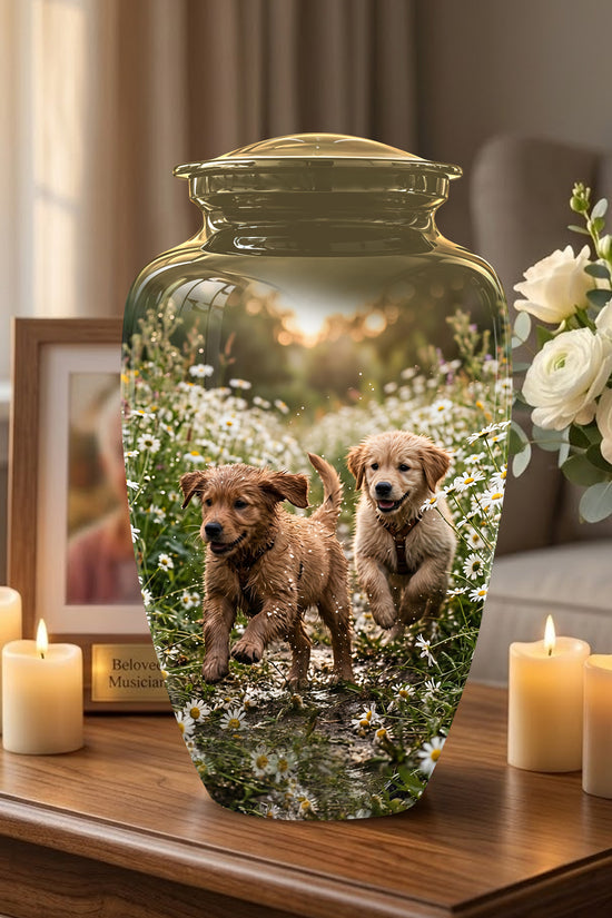 Playful Dog Puppy Urn - Personalized Memorial Urns For Pet Ashes
