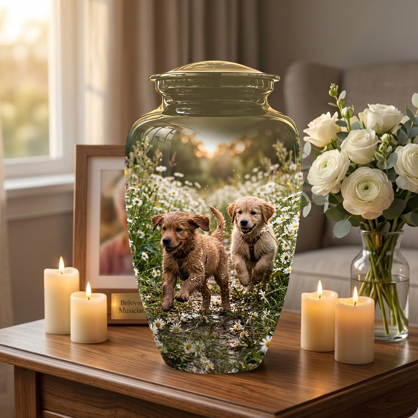 Playful Dog Puppy Urn - Personalized Memorial Urns For Pet Ashes