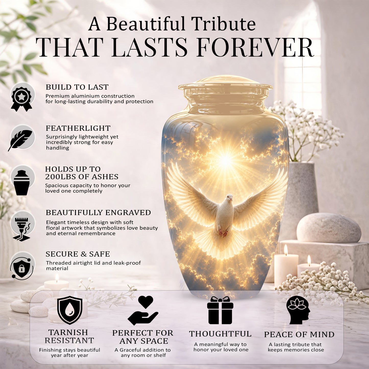 Flying Dove Cremation Urn - Custom Handcrafted Urn For Human Ashes