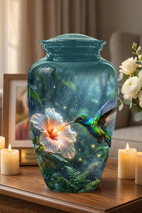Hummingbird Cremation Urn for Ashes - Elegant Floral Memorial Urn