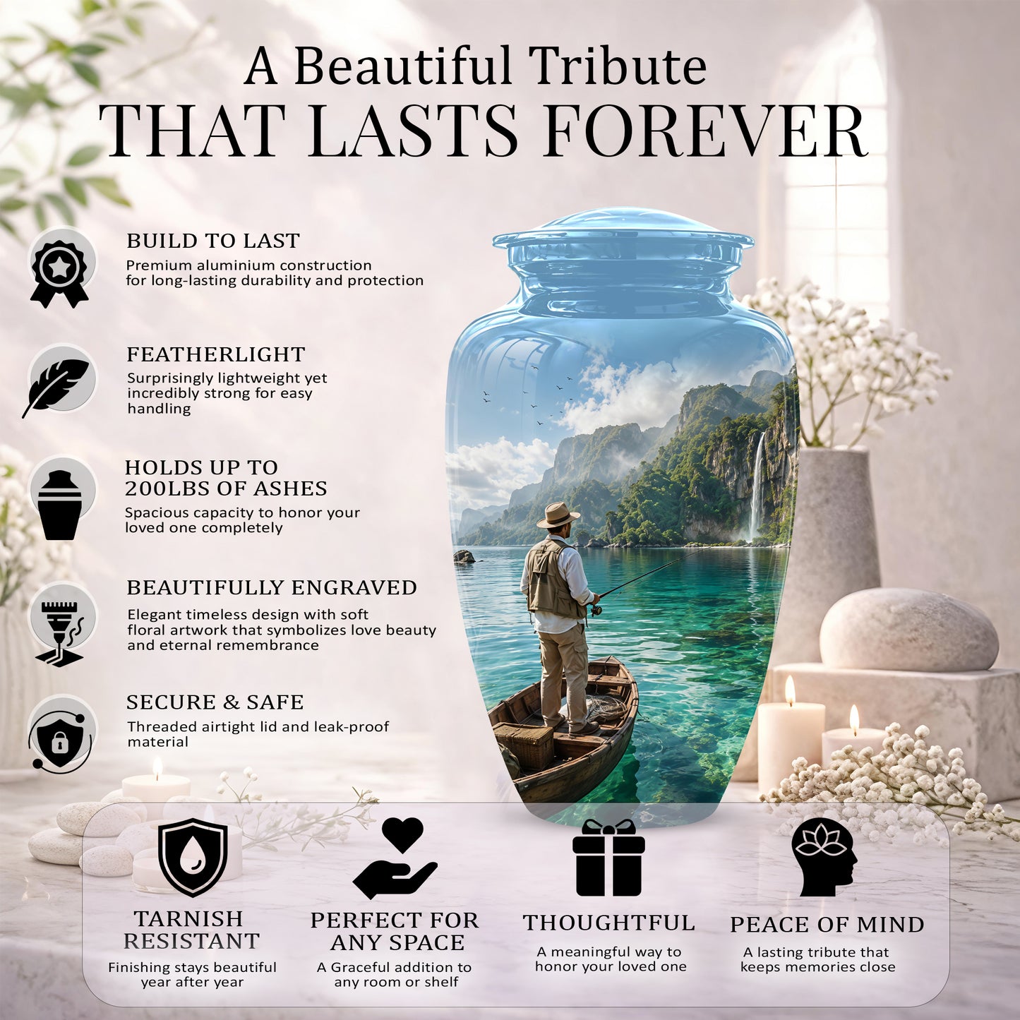Fishing Boat Memorial Urn - Artistic Landscape Urns For Human Ashes