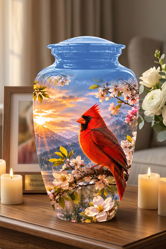 Red Cardinal Bird Cremation Urns - Beautiful Memorial Urns For Ashes