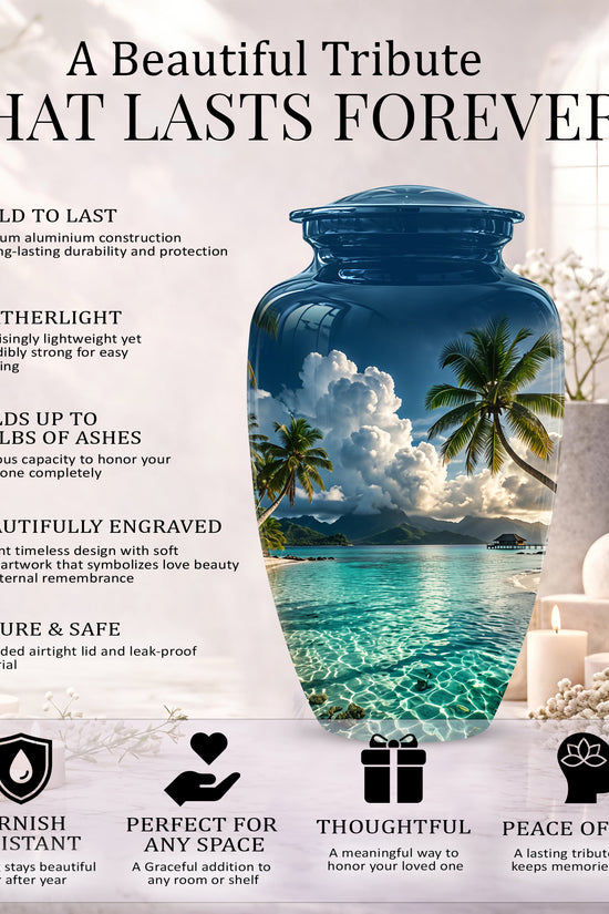 Tropical Beach Cremation Urn - Custom Memorial Urns For Women Ashes