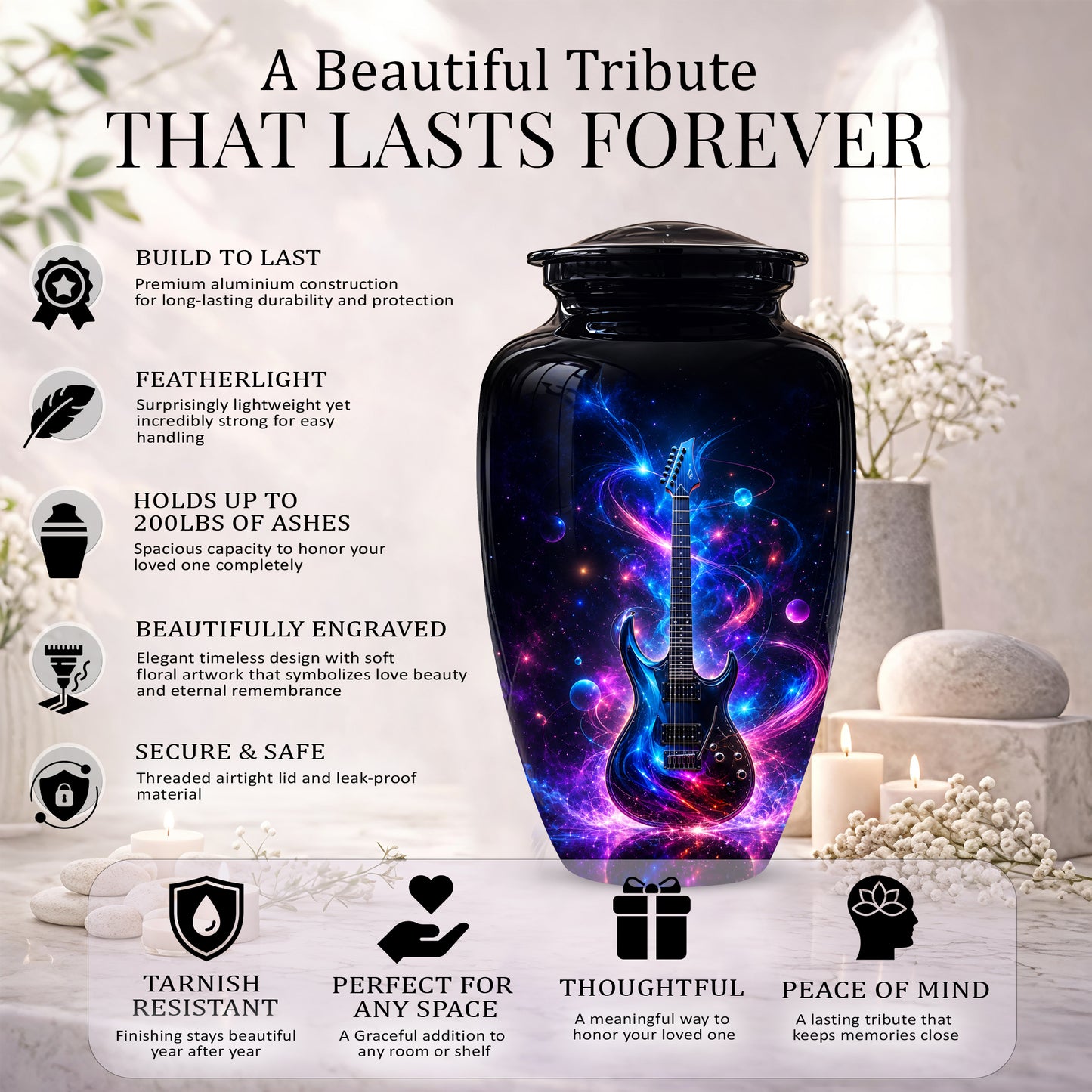 Electric Guitar Cremation Urn - Guitar Memorial Urns For Music Lovers