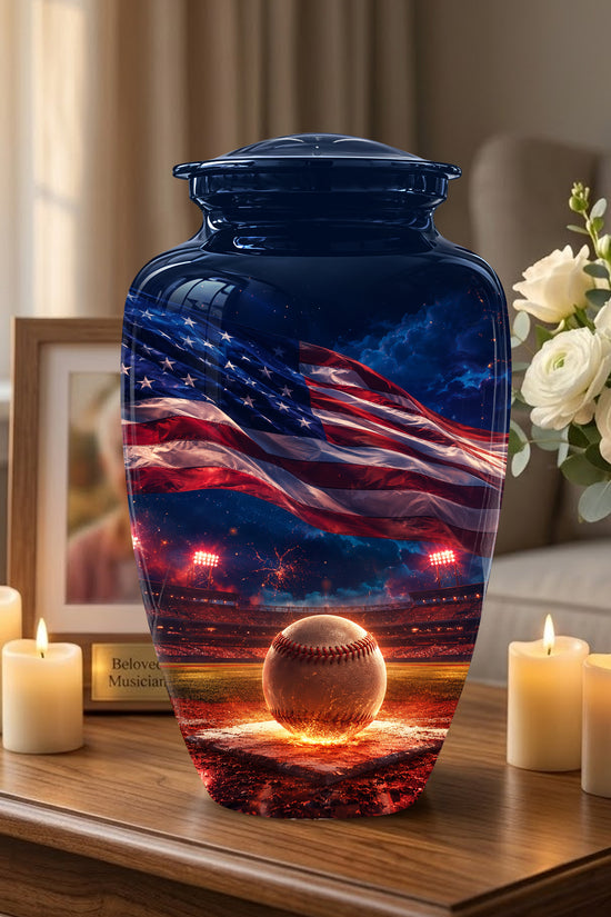Baseball With American Flag - Custom Baseball Urns For Patriotic Human