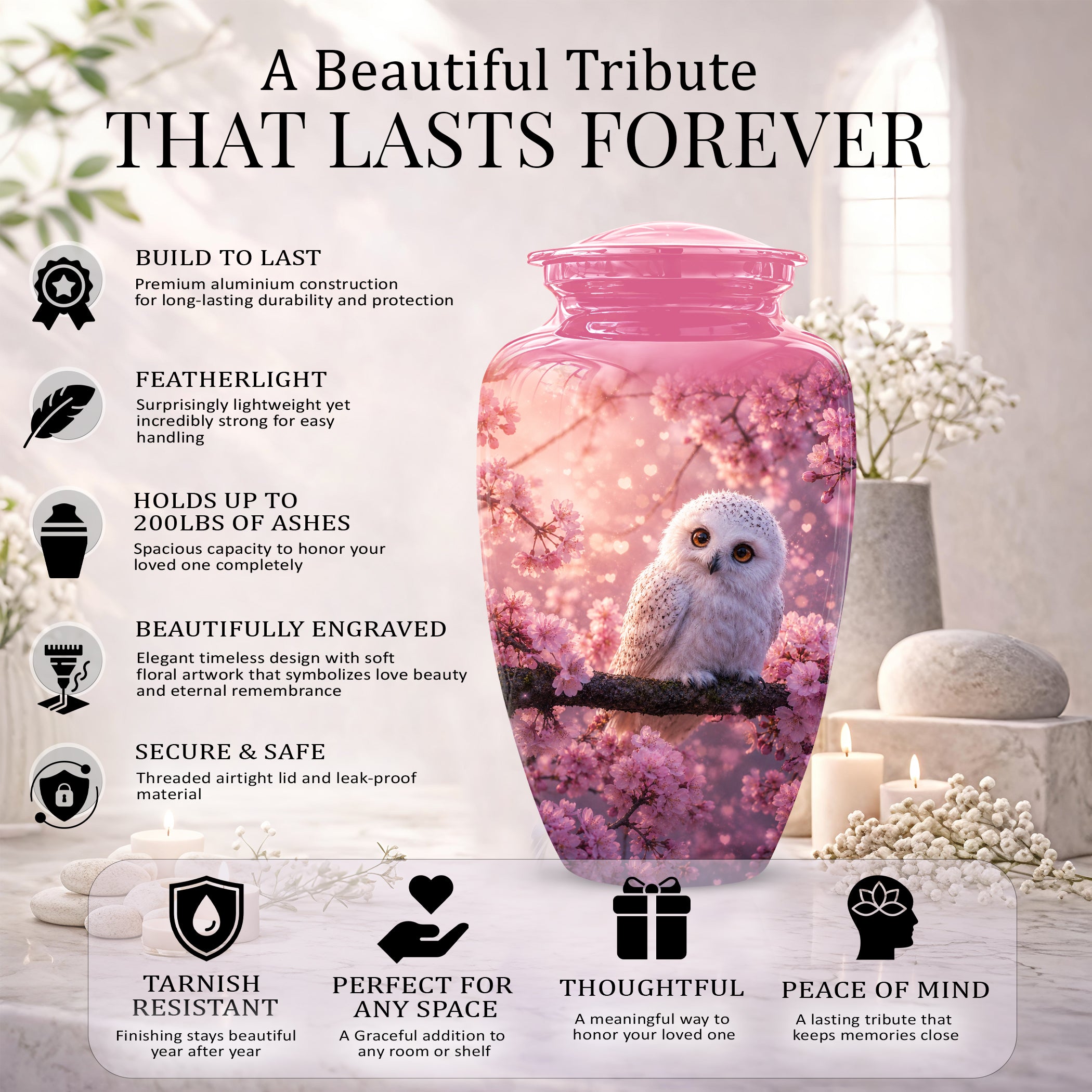 Baby Owl Cremation Urn for Ashes – Handcrafted Personalized Burial Urn