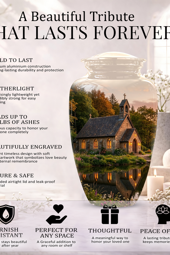 Christian Church Cross Burial Urn - Spiritual Burial Urns For Human Ashes