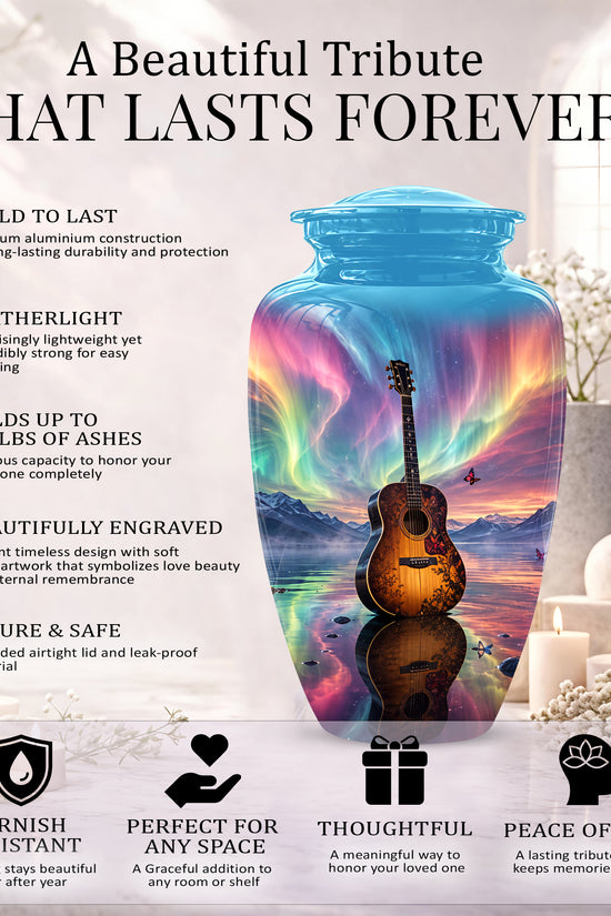 Guitar Aurora Borealis Urn - Classic Memorial Urns For Music Lovers