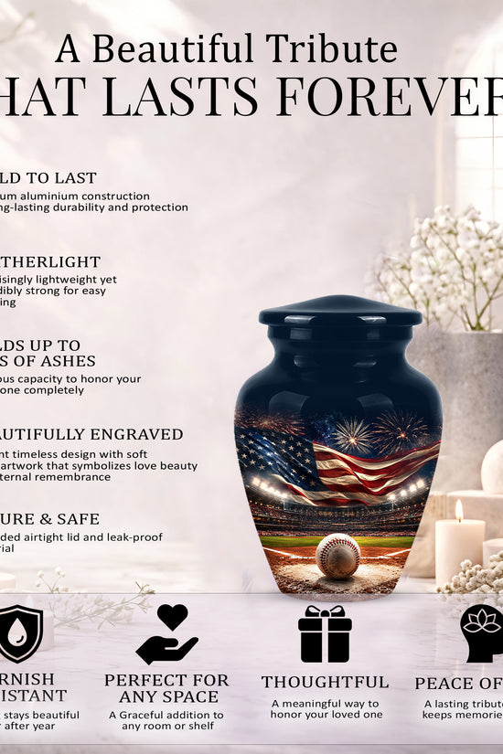 Patriotic Baseball Cremation Urn - Personalized Memorial Urns For Athletes