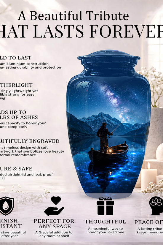 Fisherman Memorial Urn - Night Fishing Urns For Men & Women Ashes