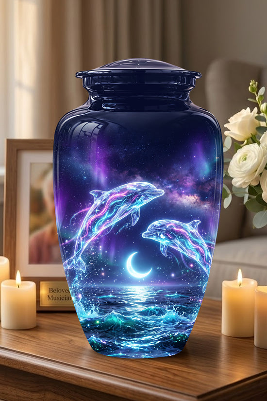 Dolphin Cremation Urn - Artistic Moonlight Memorial Urns For Ashes