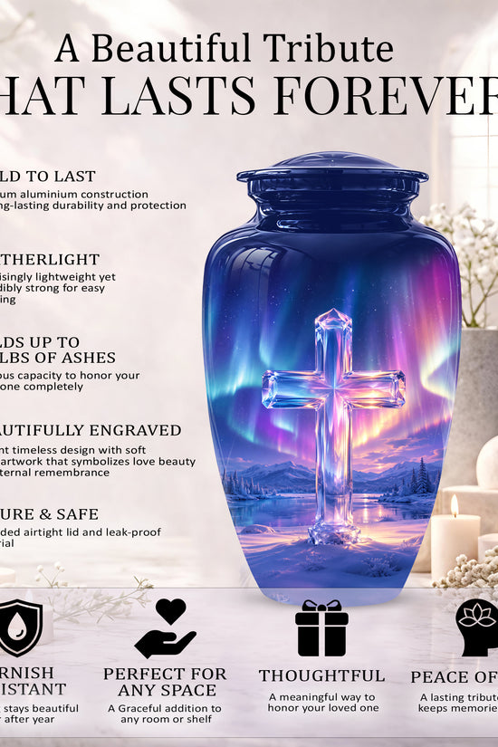 Celestial Cross Cremation Urn for Ashes – Peaceful Tribute Memorial Urn