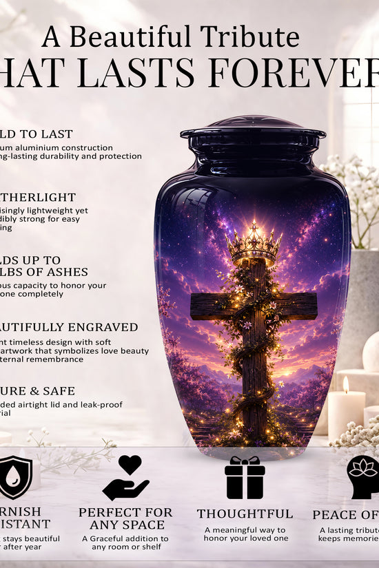 Cross With Crown Cremation Urn for Ashes – Spiritual Memorial Urns