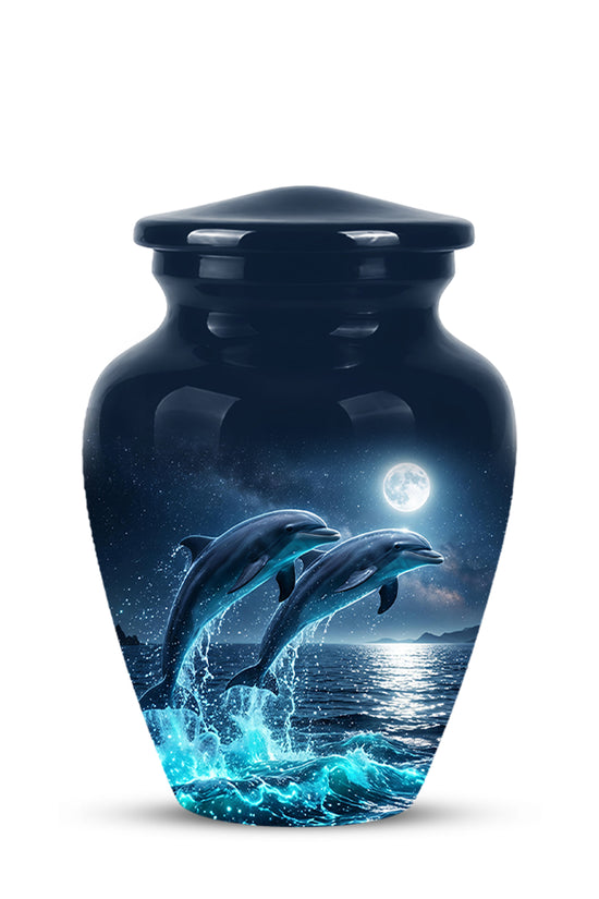Beautiful Playful Dolphin Cremation Urn - Custom Moonlight Urns For Women