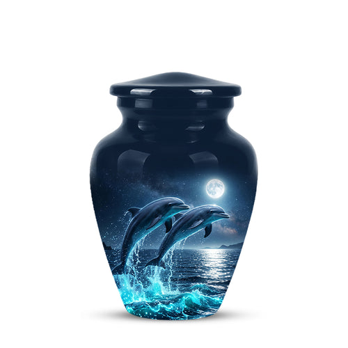Beautiful Playful Dolphin Cremation Urn - Custom Moonlight Urns For Women