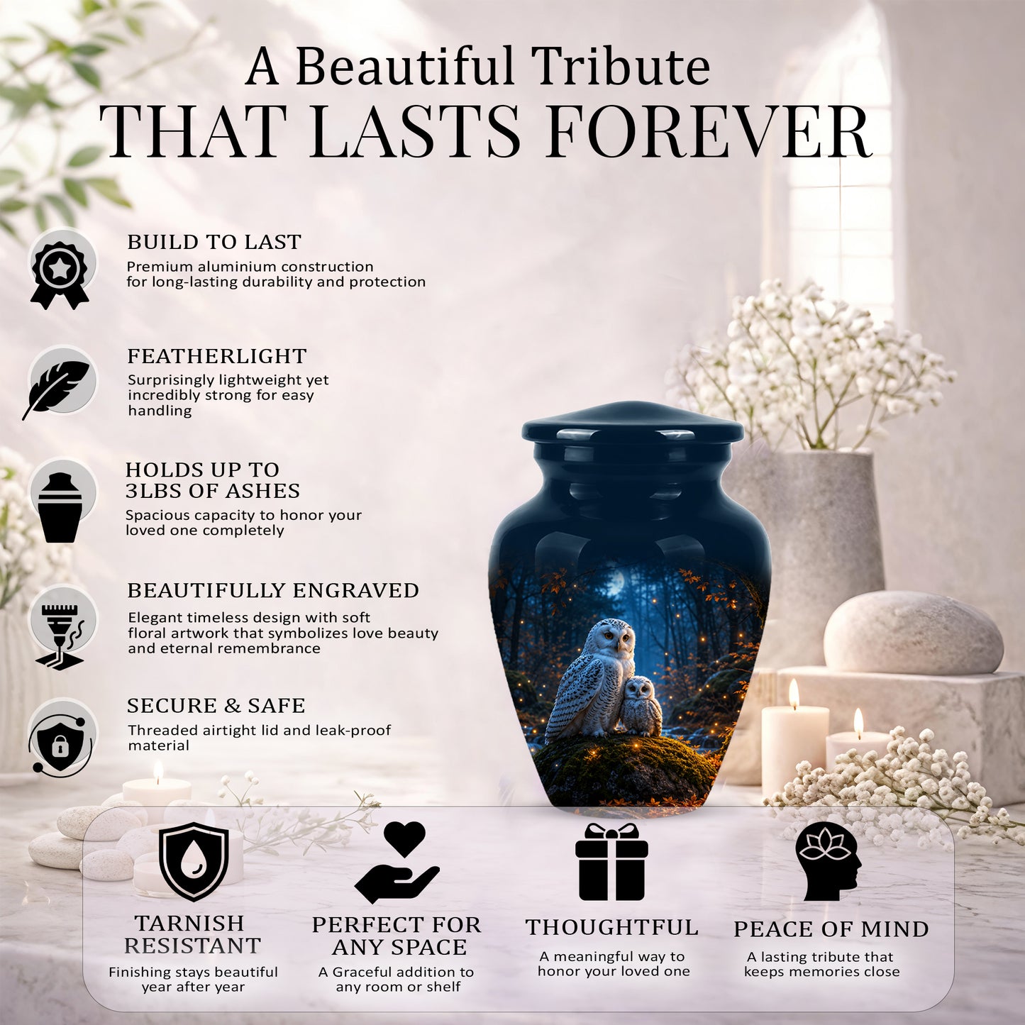 Owl With Owlet Themed Urn - Custom Cremation Urns For Human Ashes